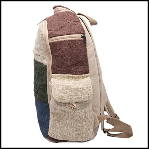 Hemp Backpack Boho Unisex Travel Daypack Durable Eco-Friendly Multi Pocket main image 6